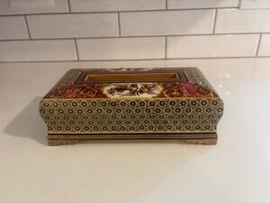 Vintage Persian Khatam Kari Style Tissue Box